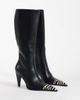ASOS DESIGN ASOS DESIGN Cairo toe cap western knee boots in black and zebra print - 2