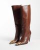 ASOS DESIGN ASOS DESIGN Cairo toe cap western knee boots in choc and tiger print-Brown - 2