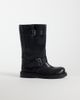 ASOS DESIGN ASOS DESIGN Calamity pull on moto knee boots in black leather - 1