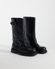 ASOS DESIGN ASOS DESIGN Calamity pull on moto knee boots in black leather - 2