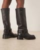 ASOS DESIGN ASOS DESIGN Calla premium trucker boots with buckle harness in black tumbled leather - 4