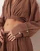 ASOS DESIGN ASOS DESIGN Callie cheesecloth wrap front beach shirt in mocha - part of a set-Brown - 2