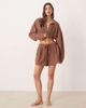 ASOS DESIGN ASOS DESIGN Callie cheesecloth wrap front beach shirt in mocha - part of a set-Brown - 3