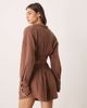 ASOS DESIGN ASOS DESIGN Callie cheesecloth wrap front beach shirt in mocha - part of a set-Brown - 4