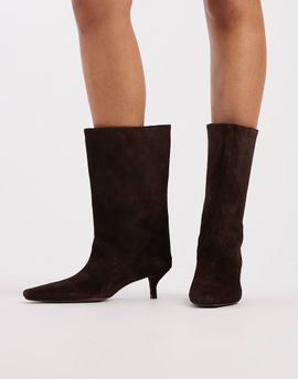 ASOS DESIGN ASOS DESIGN Calloway premium suede wide leg pull on boots in chocolate-Brown
