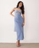 ASOS DESIGN ASOS DESIGN cami satin and lace slip midi dress with scarf detail in light blue - 1
