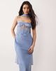 ASOS DESIGN ASOS DESIGN cami satin and lace slip midi dress with scarf detail in light blue - 2