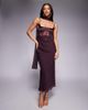 ASOS DESIGN ASOS DESIGN cami satin and lace slip midi dress with scarf detail in mulberry-Red - 1