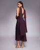 ASOS DESIGN ASOS DESIGN cami satin and lace slip midi dress with scarf detail in mulberry-Red - 4