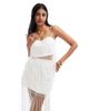 ASOS DESIGN ASOS DESIGN cami top with chain-stitch embroidery and fringe detailing - part of a set-White - 1