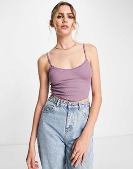 ASOS DESIGN ASOS DESIGN cami with scarf hem and lace trim in lilac-Purple