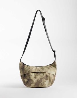 ASOS DESIGN ASOS DESIGN camo print nylon crossbody bag in khaki green-Black