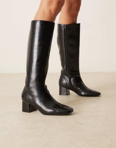 ASOS DESIGN ASOS DESIGN Canary block heeled knee boots in black