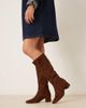 ASOS DESIGN ASOS DESIGN Canary block heeled knee boots in chocolate suedette-Brown - 2