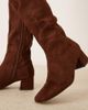 ASOS DESIGN ASOS DESIGN Canary block heeled knee boots in chocolate suedette-Brown - 3