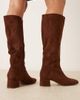 ASOS DESIGN ASOS DESIGN Canary block heeled knee boots in chocolate suedette-Brown - 4