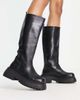 ASOS DESIGN ASOS DESIGN Candy chunky leather knee boots in black - 3