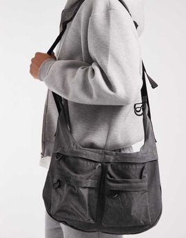 ASOS DESIGN ASOS DESIGN canvas crossbody bag with utility detail in washed gray