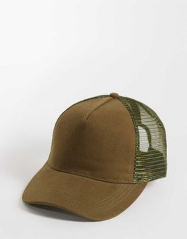 ASOS DESIGN ASOS DESIGN canvas trucker cap in khaki-Green