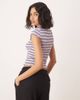 ASOS DESIGN ASOS DESIGN cap sleeve baby tee with high neck and seam detail in stripe-Multi - 4