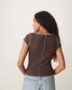 ASOS DESIGN ASOS DESIGN cap sleeve baby tee with pink seam detail in chocolate-Brown - 3