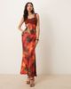 ASOS DESIGN ASOS DESIGN cap sleeve chiffon midi dress in red floral print-Multi - 1