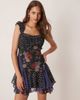 ASOS DESIGN ASOS DESIGN cap sleeve contrast ribbon ruffle hem mini dress in spot and floral print-Multi - 1
