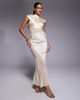 ASOS DESIGN ASOS DESIGN cap sleeve satin midi dress with sheer chiffon panels in buttermilk-Yellow - 1