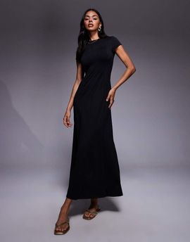 ASOS DESIGN ASOS DESIGN cap sleeve seam detailing midi dress in black-No color