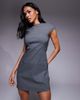 ASOS DESIGN ASOS DESIGN cap sleeve structured mini dress with pocket detailing in pinstripes-Gray - 1