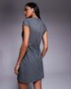 ASOS DESIGN ASOS DESIGN cap sleeve structured mini dress with pocket detailing in pinstripes-Gray - 3