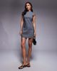 ASOS DESIGN ASOS DESIGN cap sleeve structured mini dress with pocket detailing in pinstripes-Gray - 4