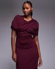ASOS DESIGN ASOS DESIGN cape detail midi dress in burgundy-Red - 3