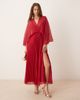 ASOS DESIGN ASOS DESIGN cape detail pleated maxi dress in cherry-Red - 1