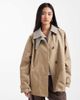 ASOS DESIGN ASOS DESIGN cape detail trench with checked liner in rye-Neutral - 1