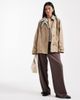 ASOS DESIGN ASOS DESIGN cape detail trench with checked liner in rye-Neutral - 3
