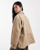 ASOS DESIGN ASOS DESIGN cape detail trench with checked liner in rye-Neutral - 4