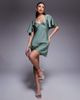 ASOS DESIGN ASOS DESIGN cape flutter detail mini satin dress in mint-Green - 1