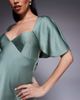 ASOS DESIGN ASOS DESIGN cape flutter detail mini satin dress in mint-Green - 3