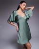 ASOS DESIGN ASOS DESIGN cape flutter detail mini satin dress in mint-Green - 4