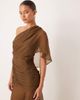ASOS DESIGN ASOS DESIGN cape one-shoulder ruched bodice maxi dress in deep olive-Green - 2