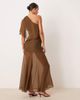 ASOS DESIGN ASOS DESIGN cape one-shoulder ruched bodice maxi dress in deep olive-Green - 3