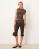 ASOS DESIGN ASOS DESIGN capri pants with mesh detail in brown polka dots - part of a set-Multi - 1
