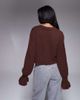 ASOS DESIGN ASOS DESIGN cardigan with frill cuff in chocolate-Yellow - 3