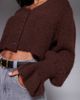 ASOS DESIGN ASOS DESIGN cardigan with frill cuff in chocolate-Yellow - 4