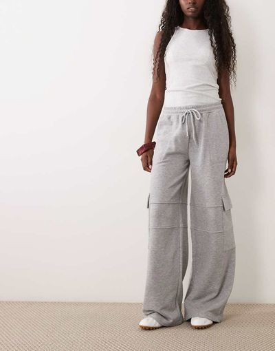 ASOS DESIGN ASOS DESIGN cargo pants with elasticized cuffs in heather gray