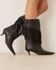 ASOS DESIGN ASOS DESIGN Carmine leather fringe knee boots in black - 1