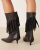 ASOS DESIGN ASOS DESIGN Carmine leather fringe knee boots in black - 4