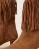 ASOS DESIGN ASOS DESIGN Carmine premium suede fringe knee boots in sand-Neutral - 3