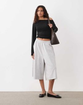 ASOS DESIGN ASOS DESIGN carpenter pocket bermuda style jorts in gray heather
